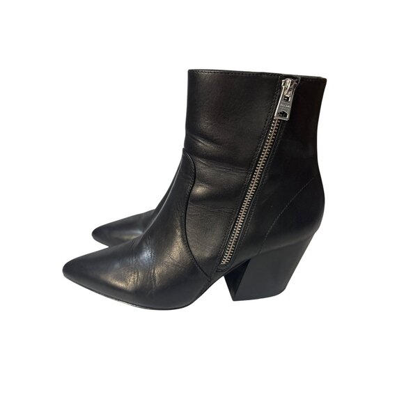 AllSaints Leather Pointed Toe Ankle Boots In Black 7 - Picture 1 of 9